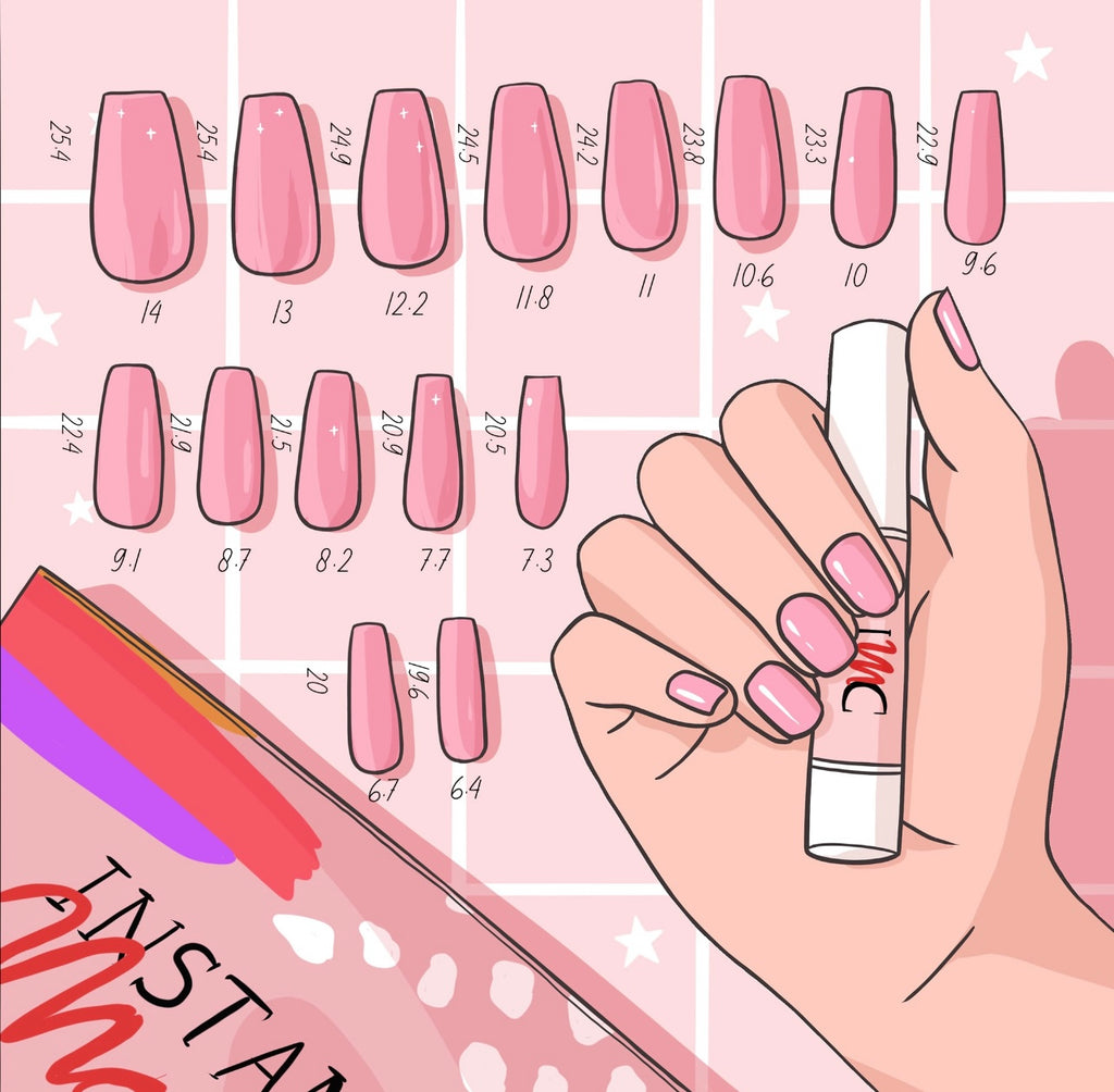 Instant Mani Co. Press on nails sizing chart