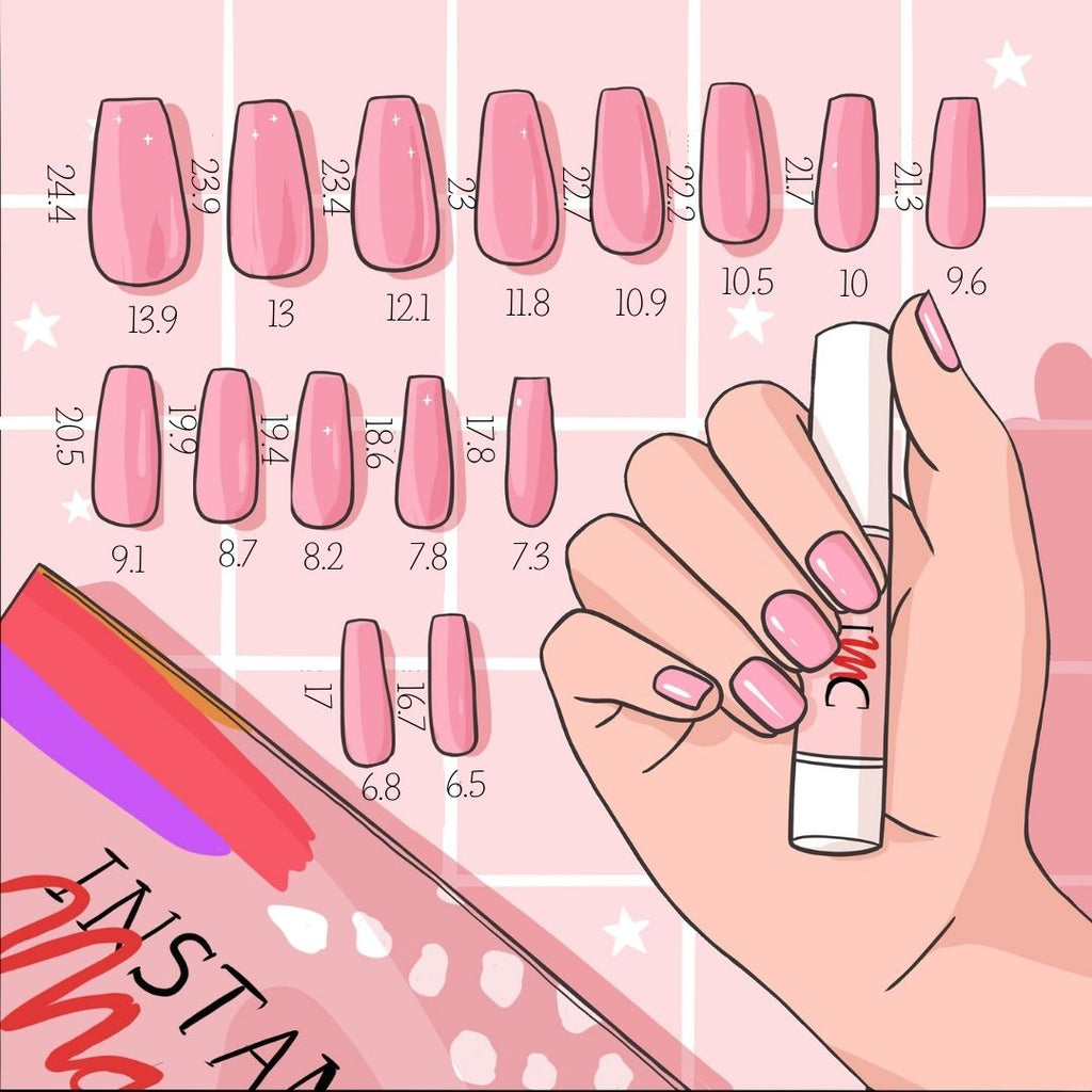 Size guide for Instant Mani Co. press on nails
